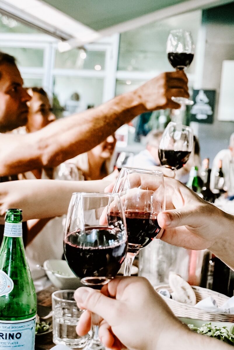 people cheering glasses